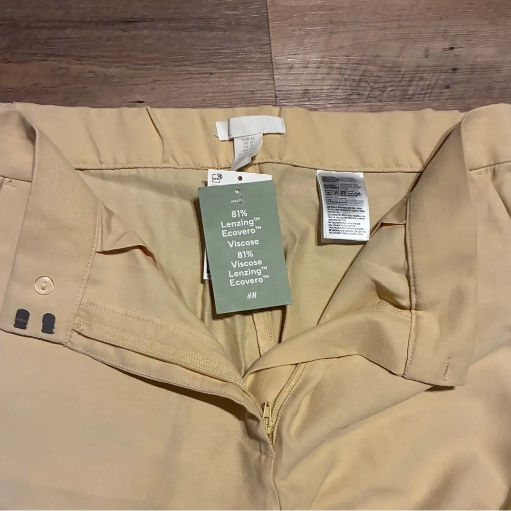 H&M Beige Straight-Cut Wide Leg Trousers